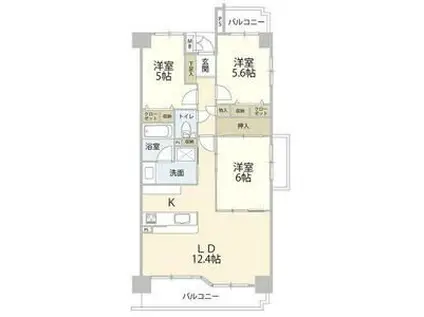 グラン・コート白川公園(3LDK/3階)の間取り写真