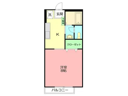 ミツハシハイツ(1K/1階)の間取り写真