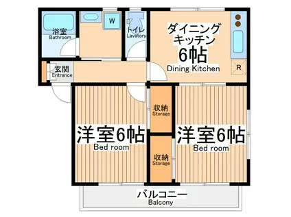 ウィングエム(2DK/1階)の間取り写真