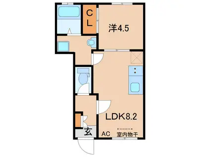 GRIT野田町北(1LDK/1階)の間取り写真