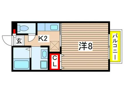 パセオ高橋(1K/1階)の間取り写真