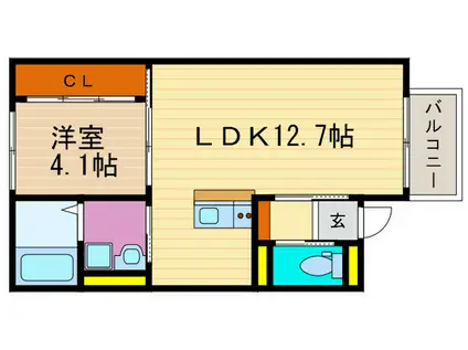 フローレンス桂(1LDK/1階)の間取り写真