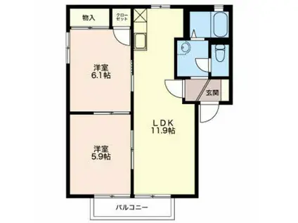 メゾン大栄(2LDK/2階)の間取り写真