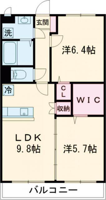 コンフォート越葉(2LDK/1階)の間取り写真