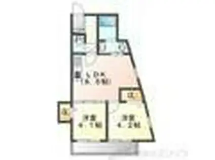 レーヴエスパス(2DK/2階)の間取り写真