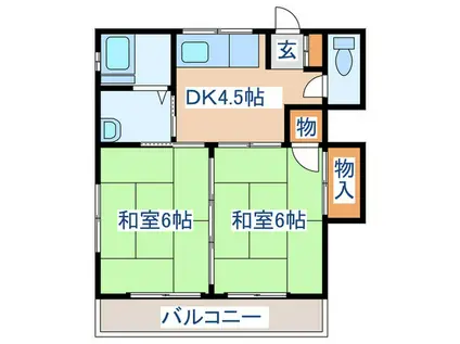 小深荘B(2DK/2階)の間取り写真