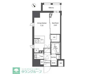 コンフォリア台東根岸(1DK/11階)の間取り写真