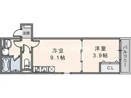 D PORTA HABITATION(1LDK/1階)の間取り写真
