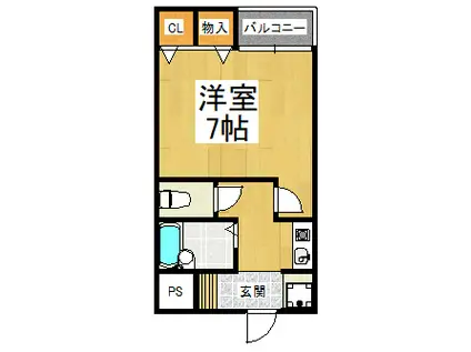 ルミエールS(1K/2階)の間取り写真