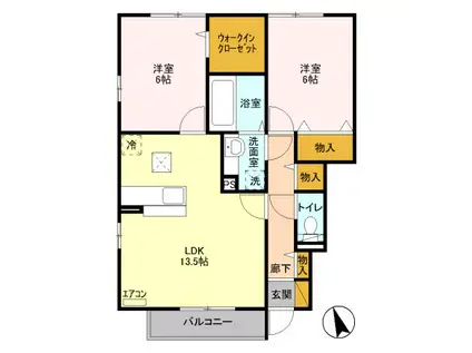 D-ROOM グランデ・川木谷 A102(2LDK/1階)の間取り写真