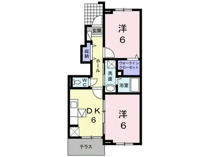 サニーイステートB(2DK/1階)の間取り写真