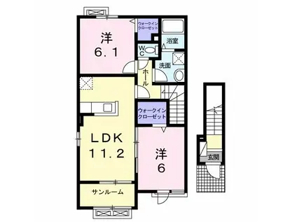 アヴィタシオンK-IVA(2LDK/2階)の間取り写真