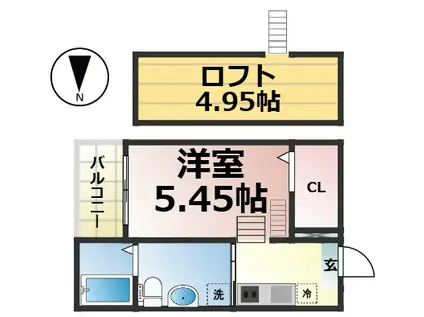 外新町フォート(1SK/2階)の間取り写真