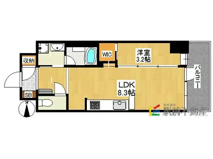 ネストピア博多シティ(1LDK/8階)の間取り写真