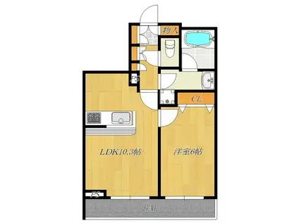 プリムヴェール西尾久(1LDK/2階)の間取り写真