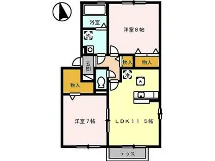 ヴェルデ A館(2LDK/1階)の間取り写真