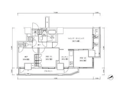 パークキューブ愛宕山タワー(3LDK/11階)の間取り写真