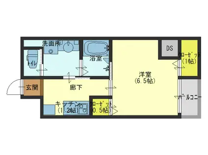 クィーンライフ玉津(1K/4階)の間取り写真