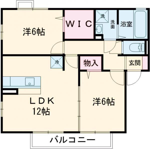 アメニティ陽だまりI(2LDK/2階)の間取り写真
