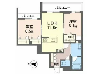 シャーメゾン ジー コート ホウゼンジ(2LDK/2階)の間取り写真