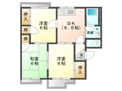 メゾンジュネス(3DK/2階)の間取り写真