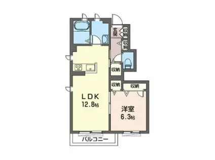 アルフラット中山B(1LDK/1階)の間取り写真