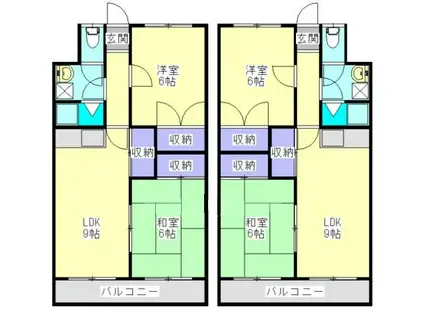 ピアコート旭21(2LDK/3階)の間取り写真