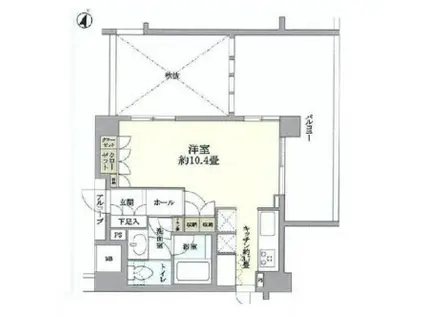 オーベル三軒茶屋DR(1K/4階)の間取り写真