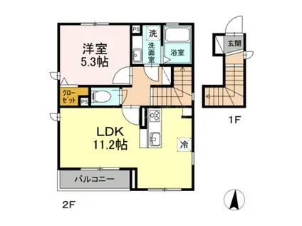 シュウハイム(1LDK/2階)の間取り写真