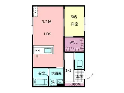 FELICE駅南III(1LDK/2階)の間取り写真