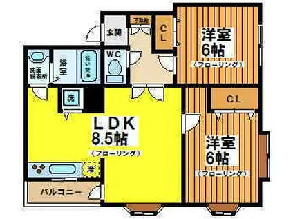 マインド和亜(2LDK/5階)の間取り写真
