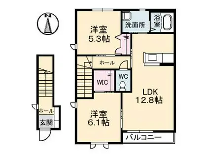 シャーメゾンサンパティオ(2LDK/2階)の間取り写真