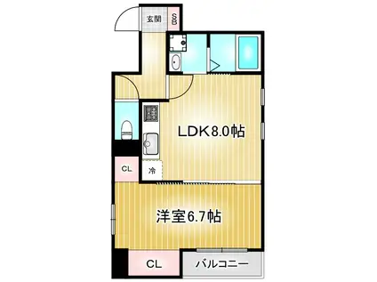 コンフォートシティII(1LDK/1階)の間取り写真