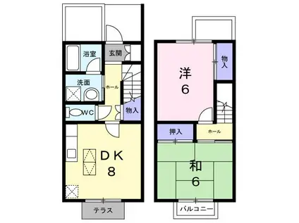 ウッドベアー新元島(2DK/1階)の間取り写真