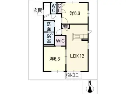マルベリーコート(2LDK/2階)の間取り写真