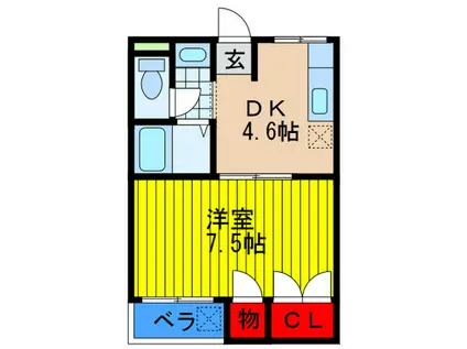 シャンテ北館(1DK/4階)の間取り写真