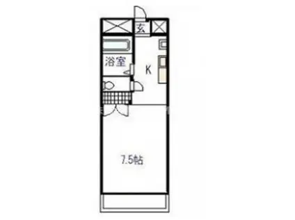 ユアドミール(1K/1階)の間取り写真