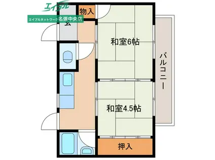 みどり荘(2K/1階)の間取り写真