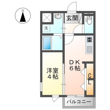 GLYCINE COURT 長束(1DK/2階)の間取り写真