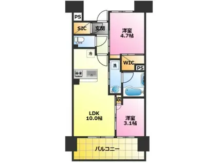ブランシエスタ新丸子リバーフロント(2LDK/4階)の間取り写真