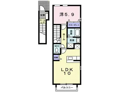 ビレッジ ハイマウンテン C(1LDK/2階)の間取り写真