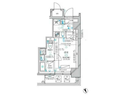 ディアレイシャス横浜ウエスト(1K/3階)の間取り写真