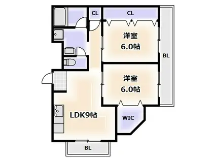 上田マンション(2LDK/3階)の間取り写真