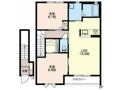 グランメゾン萌(2LDK/2階)の間取り写真