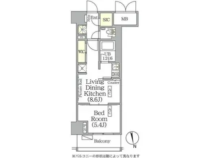 ザ・パークハビオ神楽坂レジデンスサウス(1LDK/10階)の間取り写真