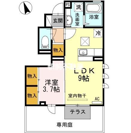 サンライズ御井II(1LDK/1階)の間取り写真