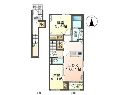 メゾンド・ソレイユ(2LDK/2階)の間取り写真