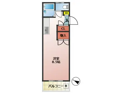 ハイツインディゴ(ワンルーム/3階)の間取り写真