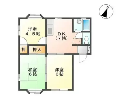 メゾンドプルニエB(3DK/1階)の間取り写真