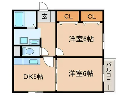 パラシーオJ(2DK/2階)の間取り写真